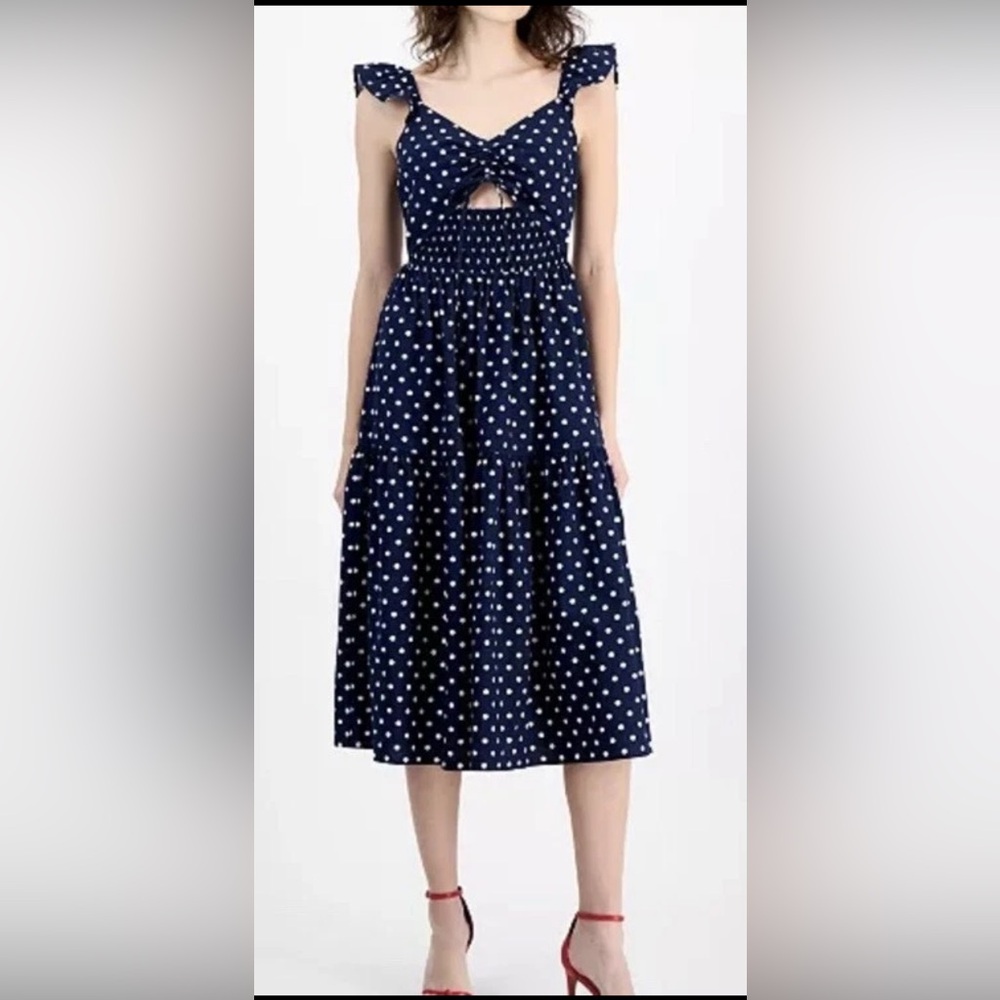 Chic Navy Polka Dot Maxi Dress